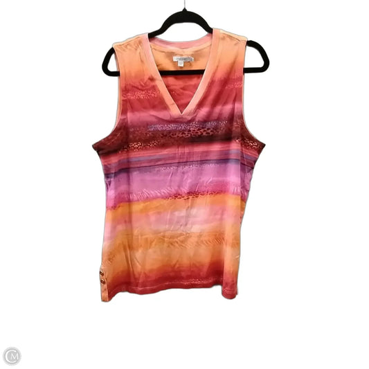 Top Sleeveless By Chicos In Orange & Red, Size: Xl