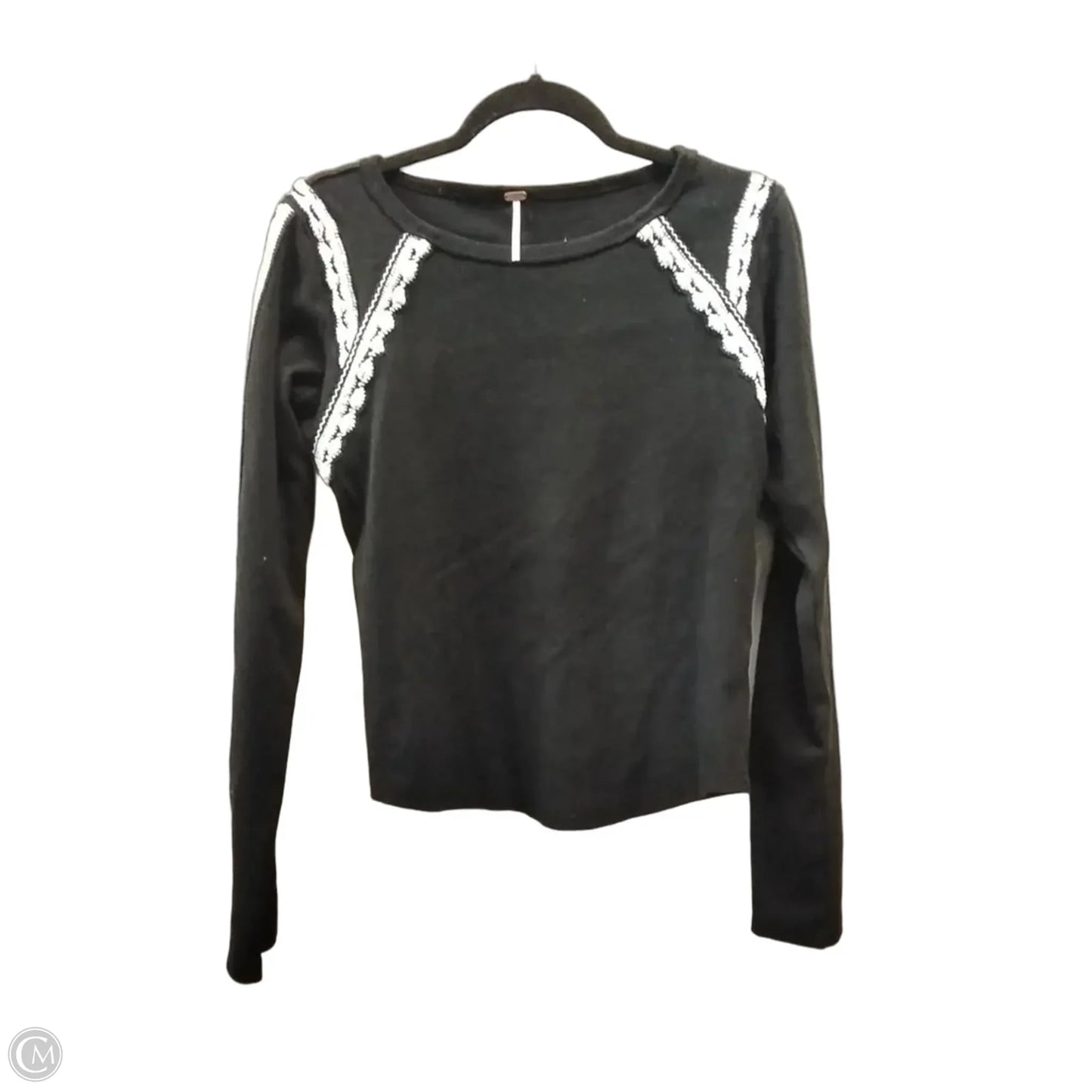 Top Long Sleeve By Free People In Black & White, Size: L