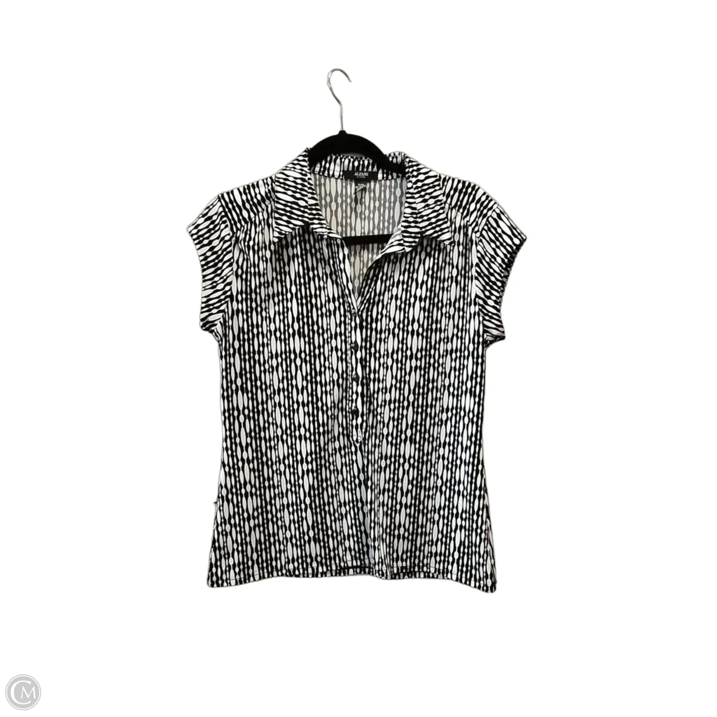 Blouse Short Sleeve By Alfani In Black & White, Size: Mp