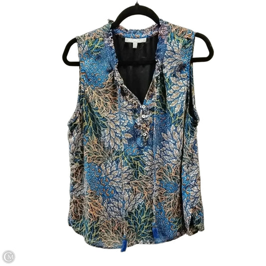 Blouse Long Sleeve By Daniel Rainn In Blue & Orange, Size: L