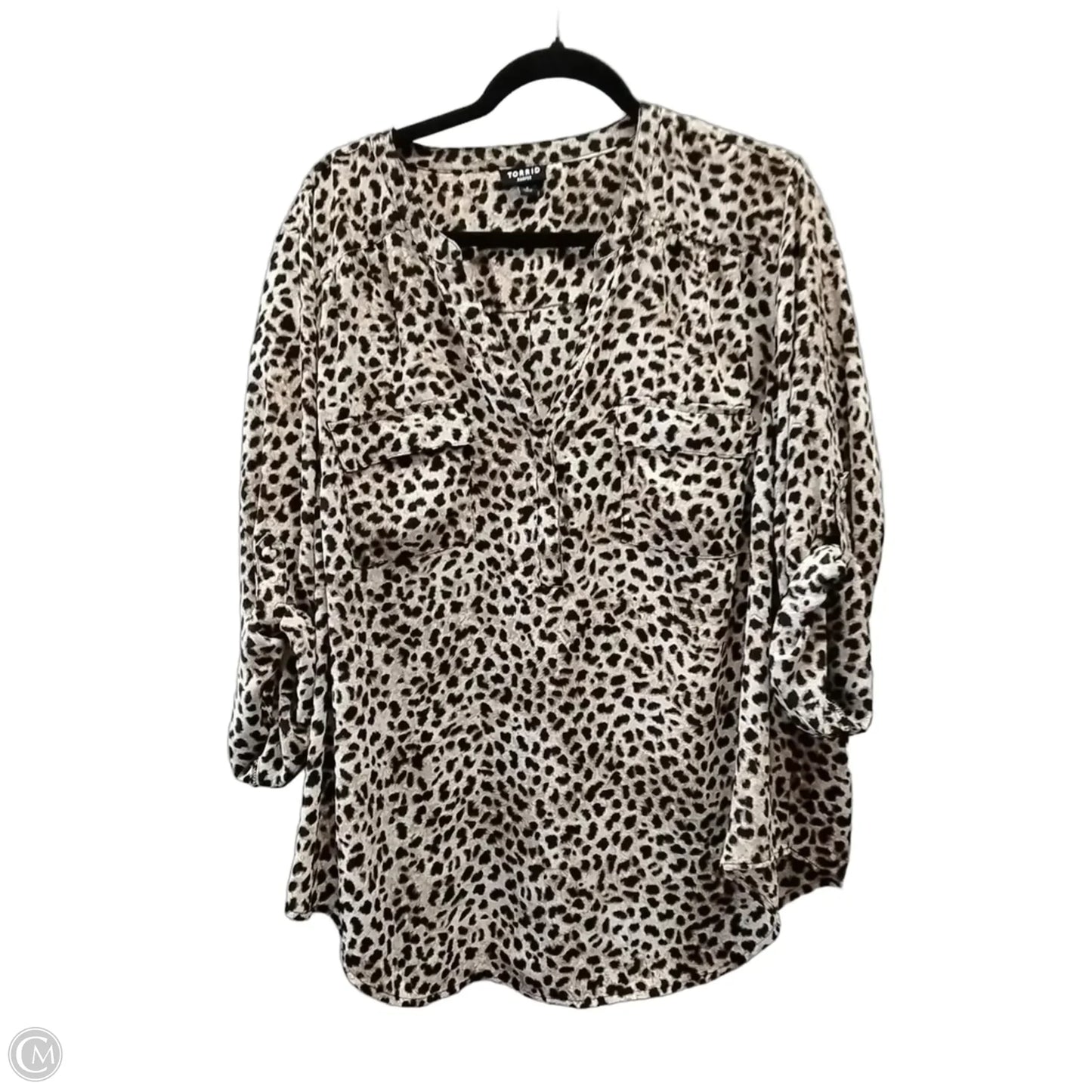 Blouse Long Sleeve By Torrid In Leopard Print, Size: 2x
