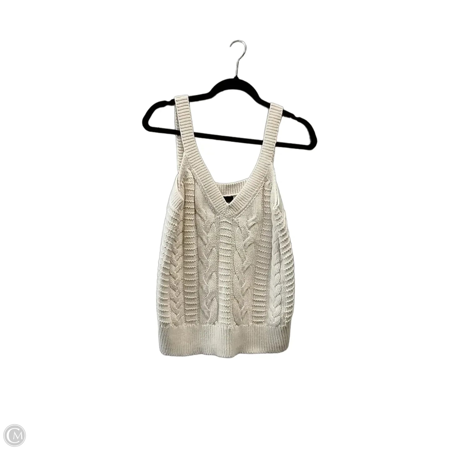 Sweater Short Sleeve By Banana Republic In Cream, Size: M