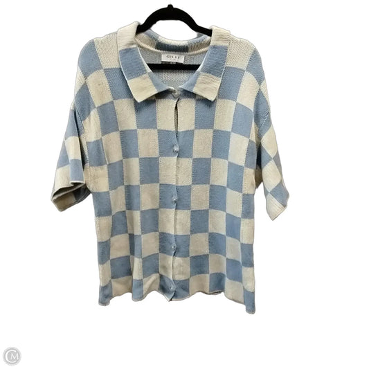 Sweater Short Sleeve By Gilli In Checkered Pattern, Size: L