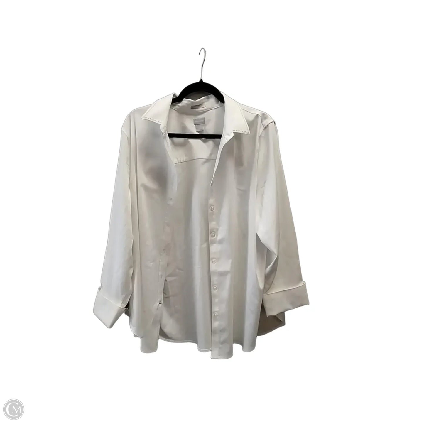 Blouse Long Sleeve By Chicos In White, Size: 1x