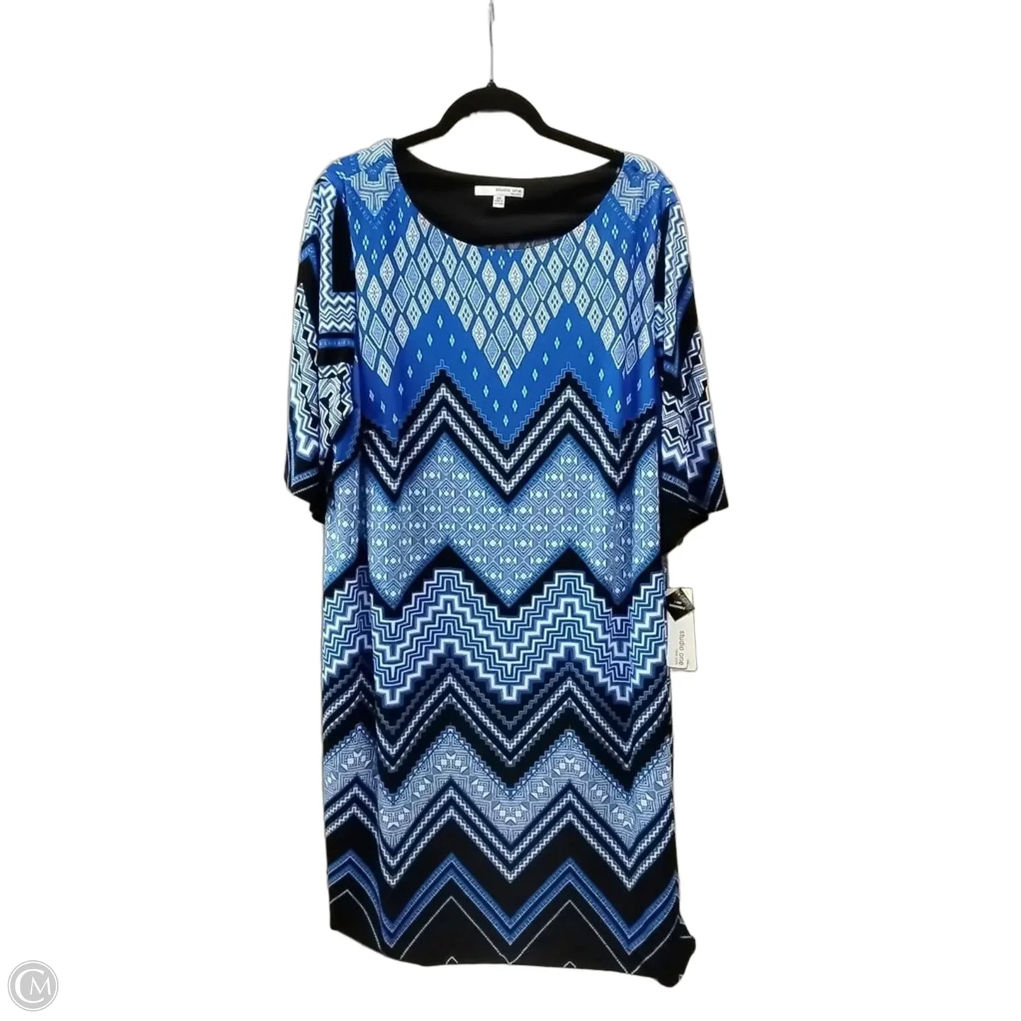 Dress Casual Midi By Studio 1 In Black & Blue, Size: 20