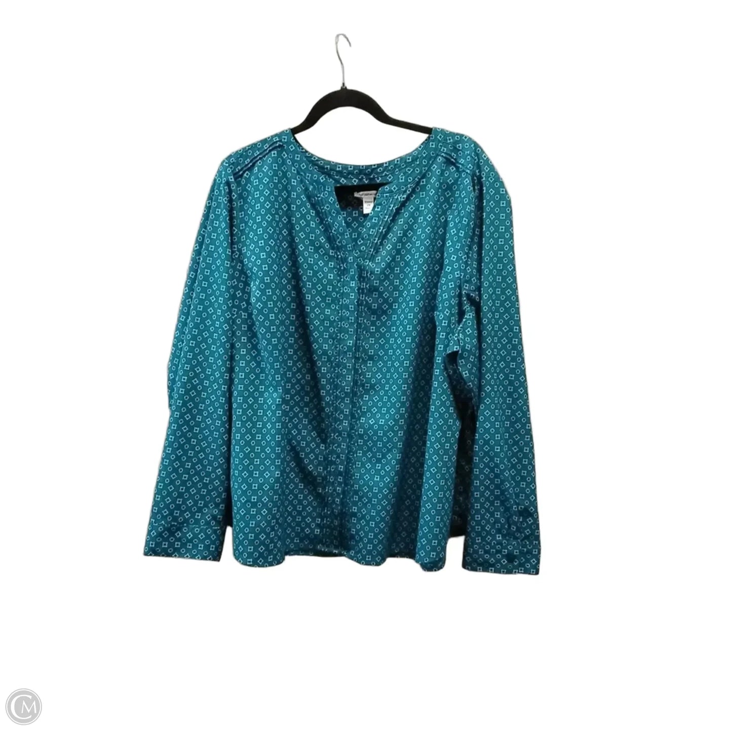 Blouse Long Sleeve By Croft And Barrow In Teal, Size: 2x