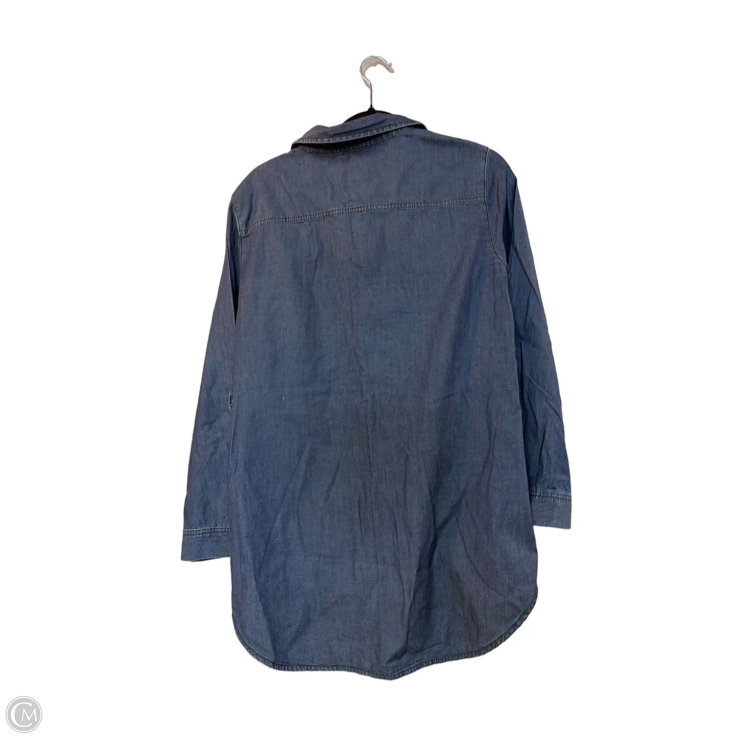 Blouse Long Sleeve By Chicos In Blue Denim, Size: L
