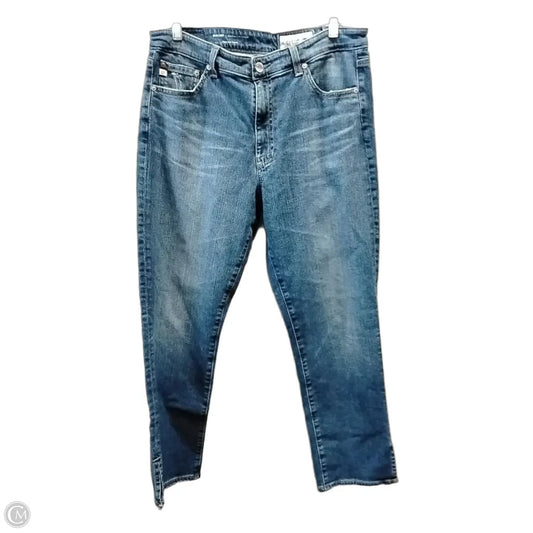 Jeans Straight By Ag Jeans In Blue Denim, Size: 12