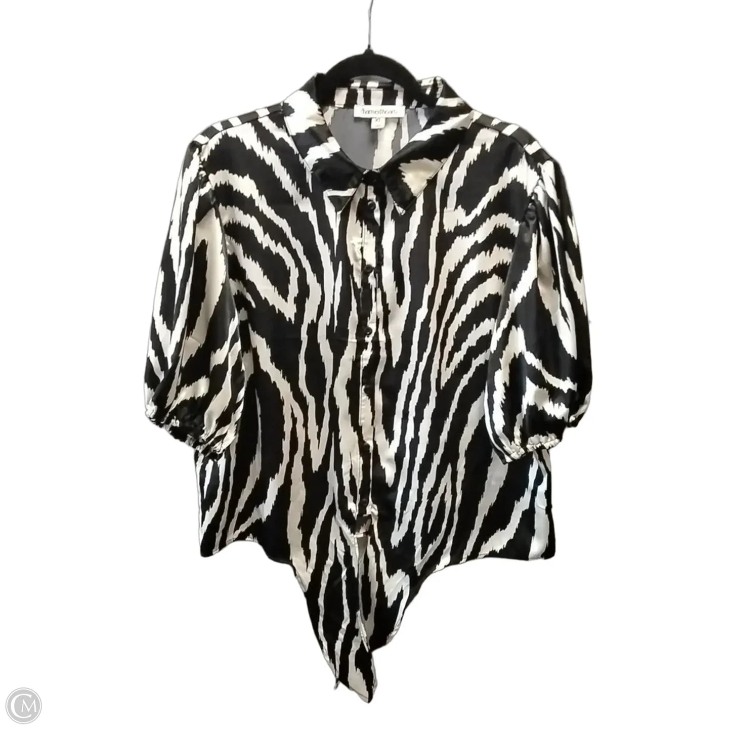 Blouse Long Sleeve By Cme In Zebra Print, Size: Xl