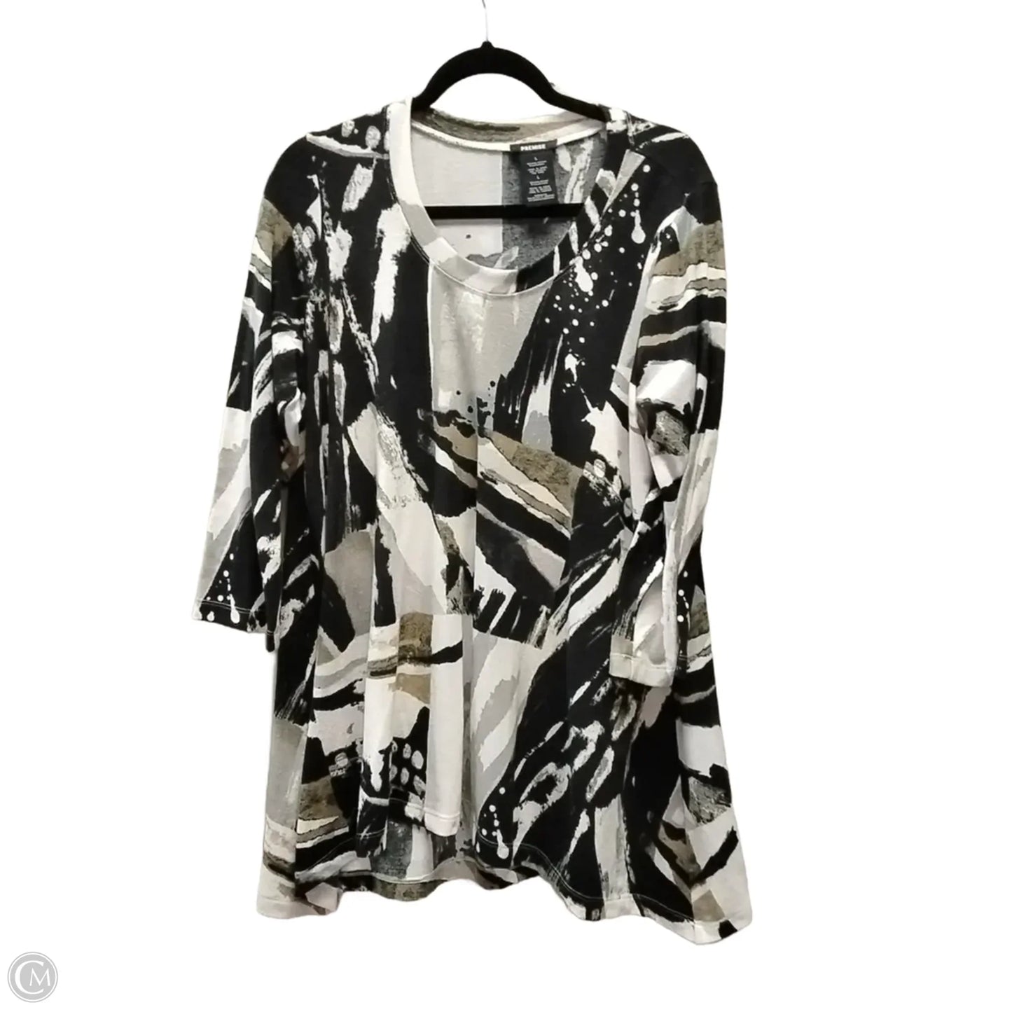 Blouse Long Sleeve By Premise In Geometric Pattern, Size: L