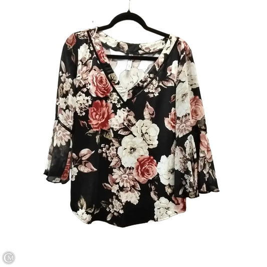 Blouse Long Sleeve By Perseption Concept In Floral Print, Size: L