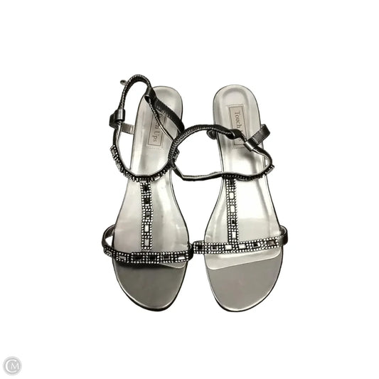 Sandals Heels Wedge By Clothes Mentor In Silver, Size: 11