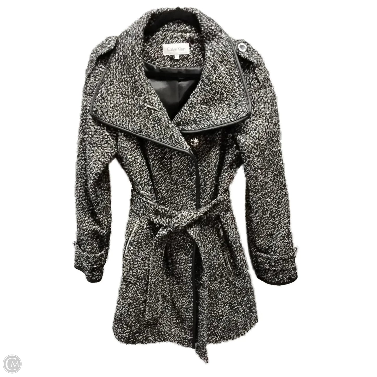 Coat By Calvin Klein In Black & White, Size: 8