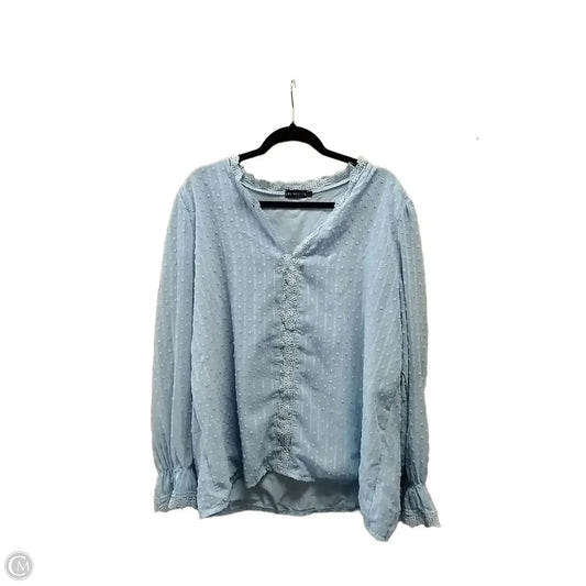 Blouse Long Sleeve By Clothes Mentor In Blue, Size: 2x
