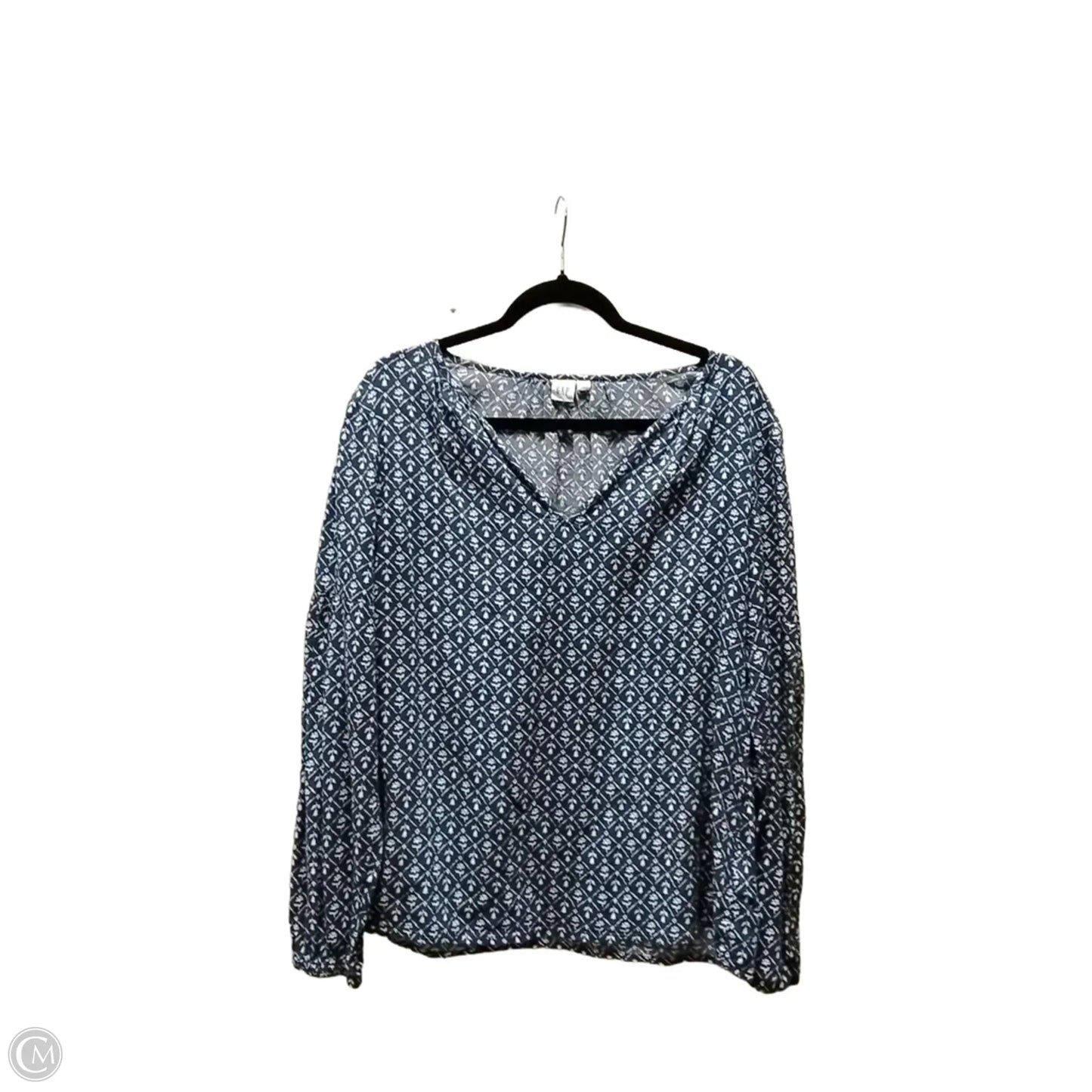 Blouse Long Sleeve By Gap In Geometric Pattern, Size: M