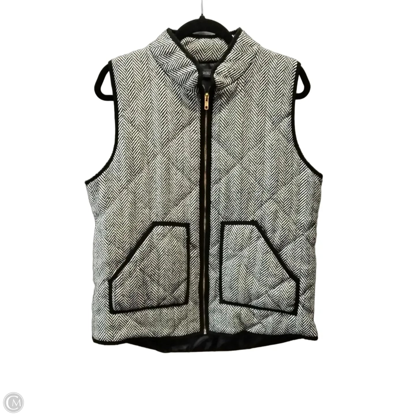 Vest Puffer & Quilted By Merokeety In Black & White, Size: L