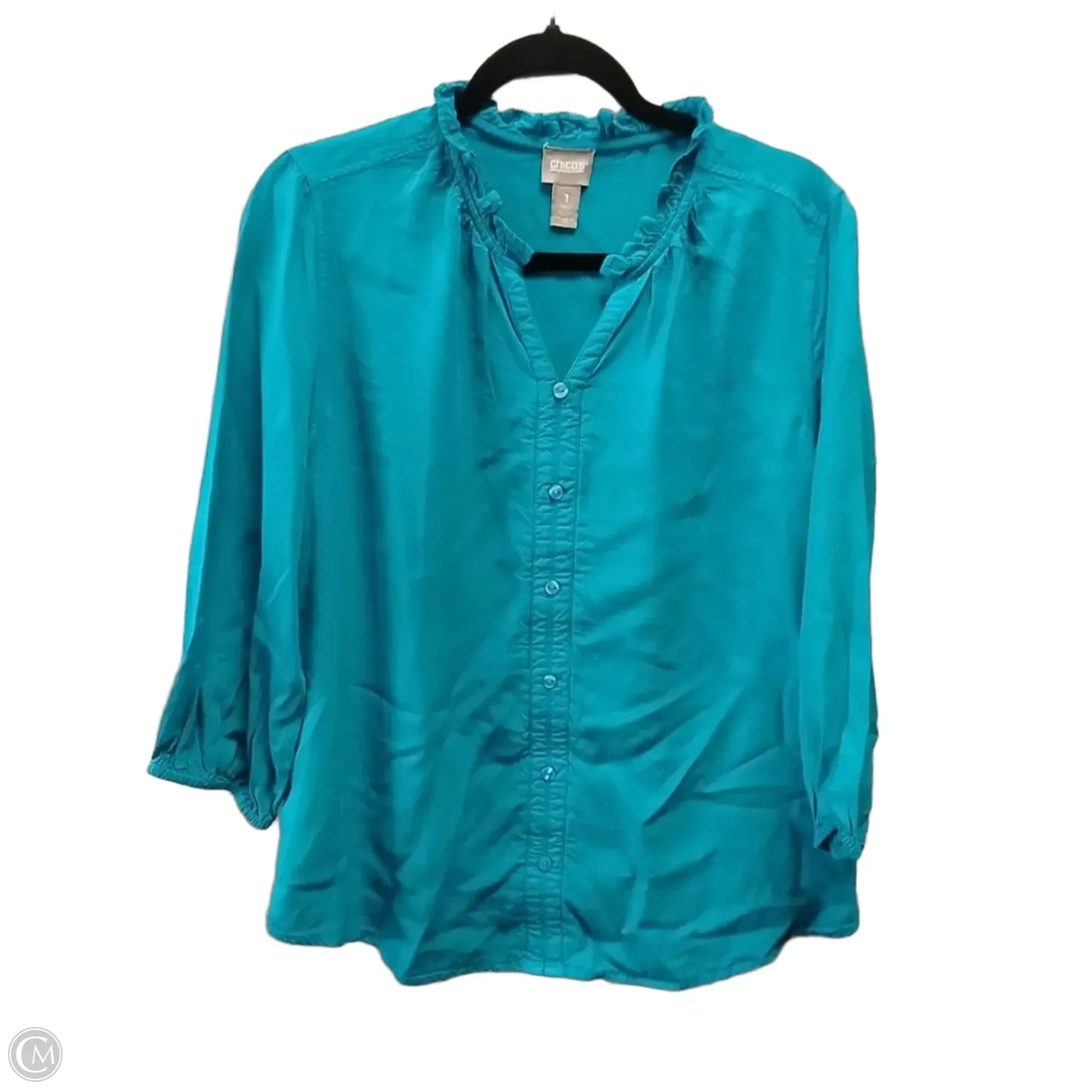 Blouse Long Sleeve By Chicos In Blue, Size: M
