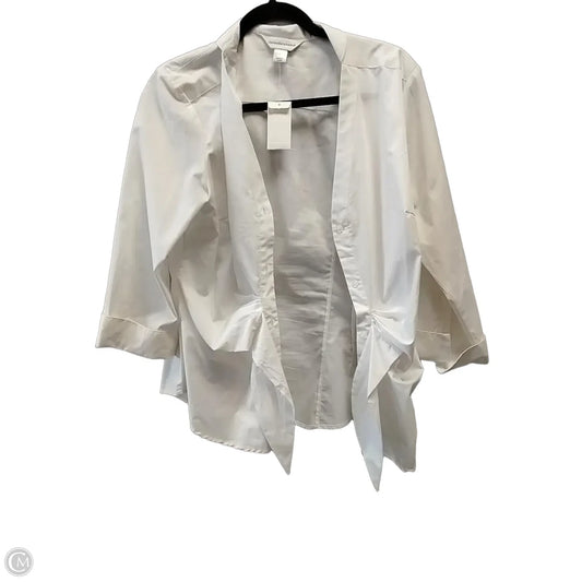 Blouse Long Sleeve By Christopher And Banks In White, Size: L