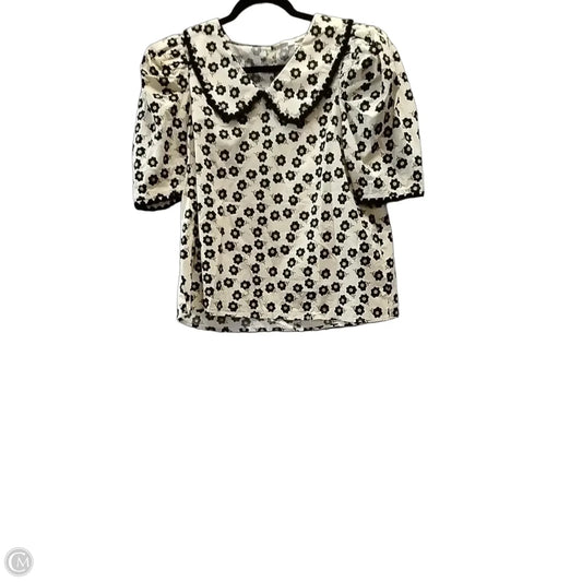 Blouse Short Sleeve By Entro In Black & Cream, Size: M