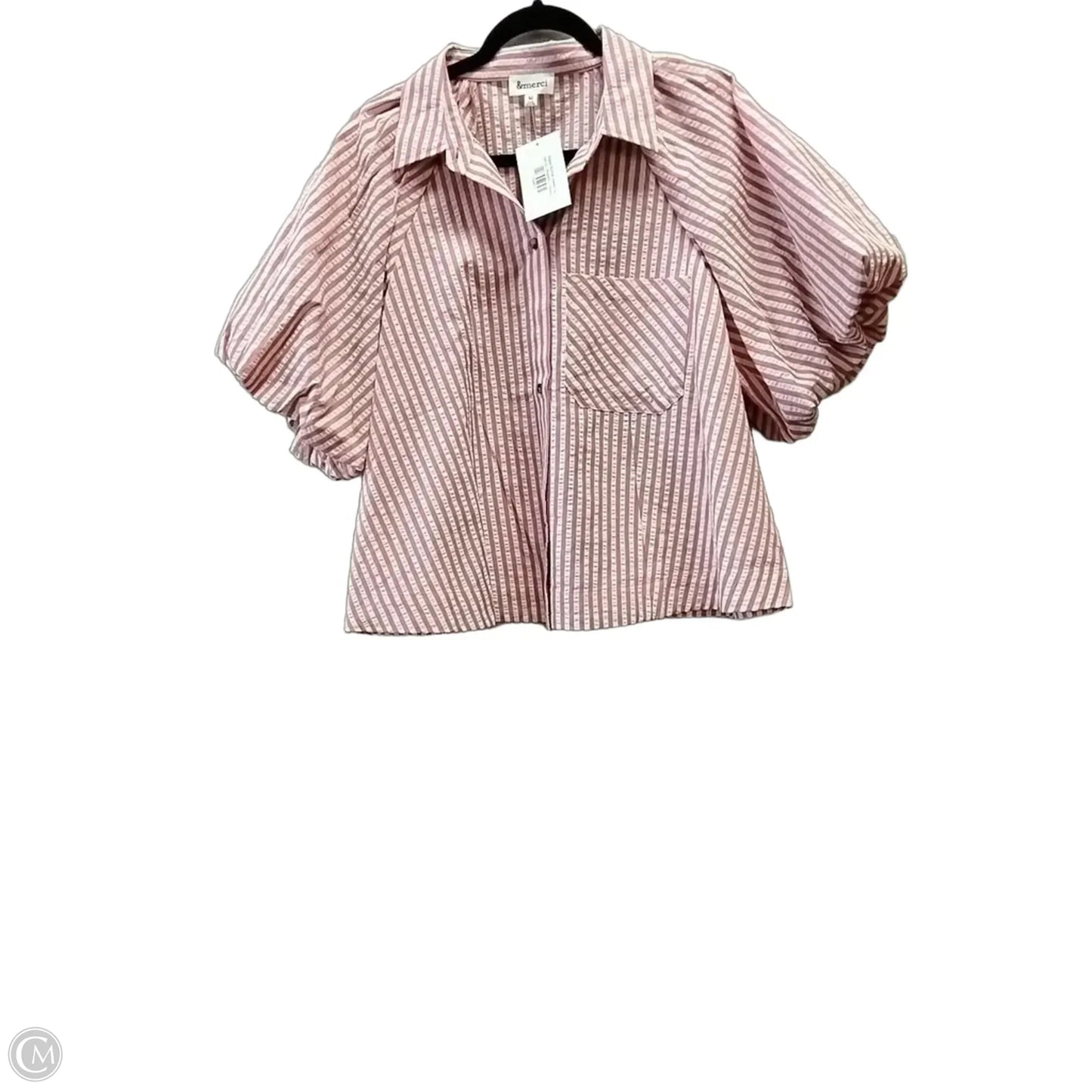 Blouse Short Sleeve By &merci In Striped Pattern, Size: M
