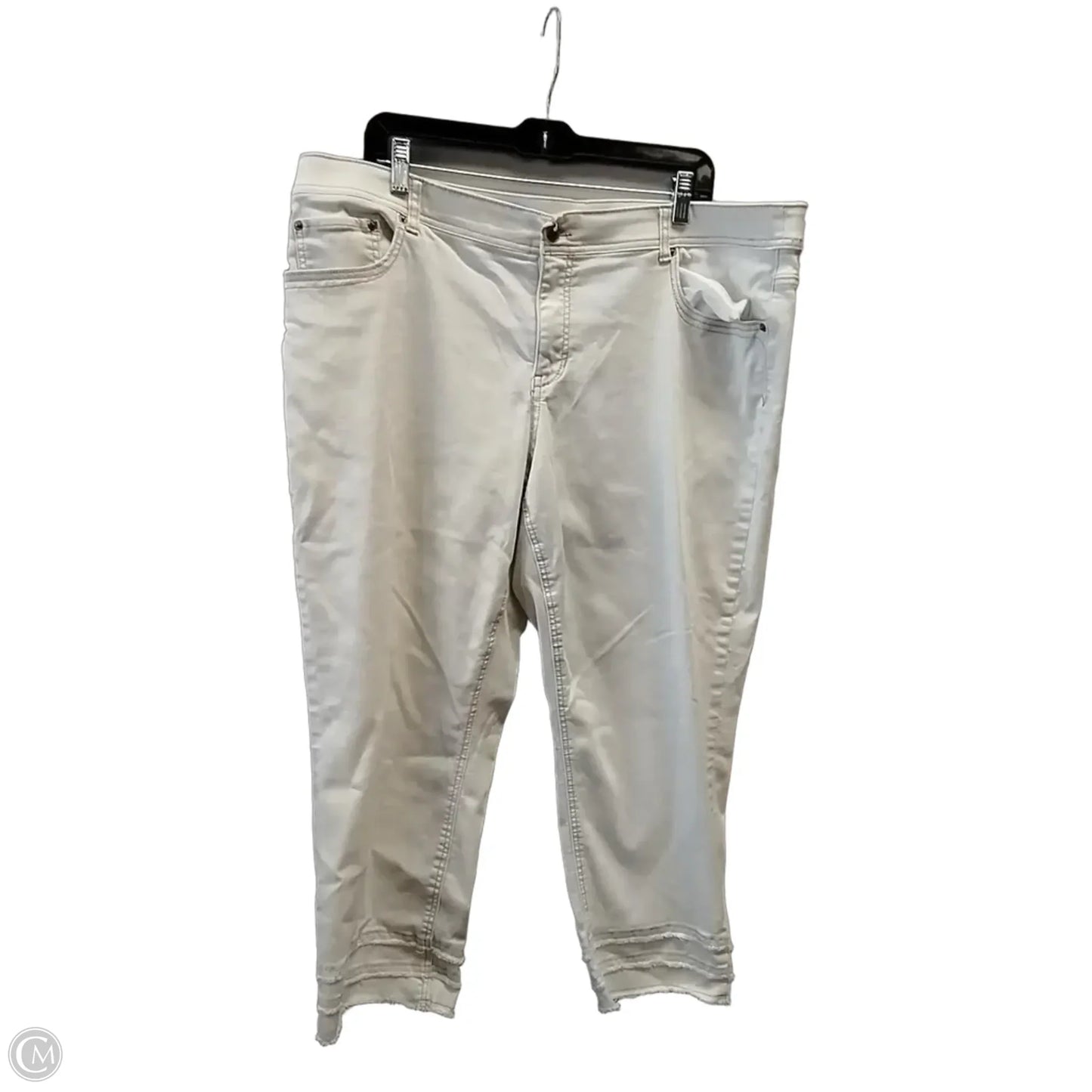 Jeans Cropped By Cj Banks In White Denim, Size: 20