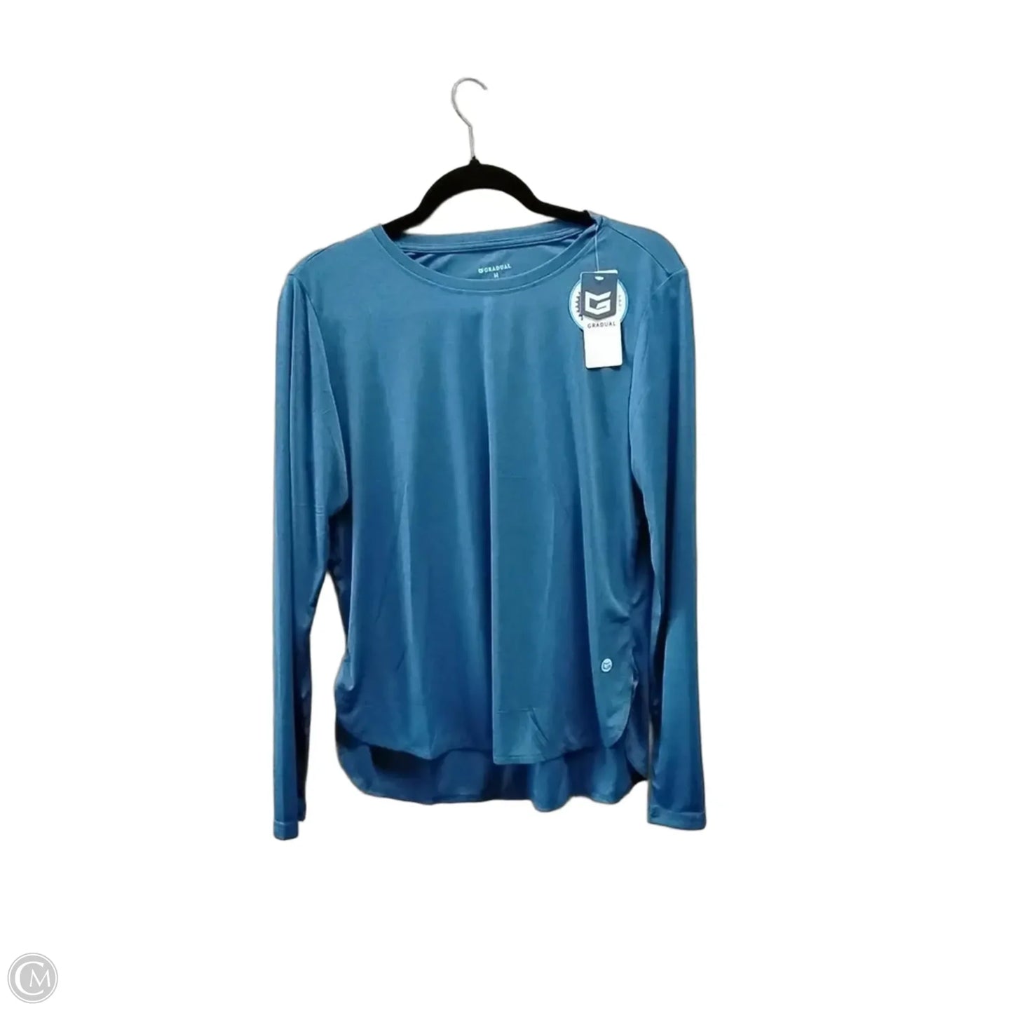 Athletic Top Long Sleeve Collar By Cme In Blue, Size: M