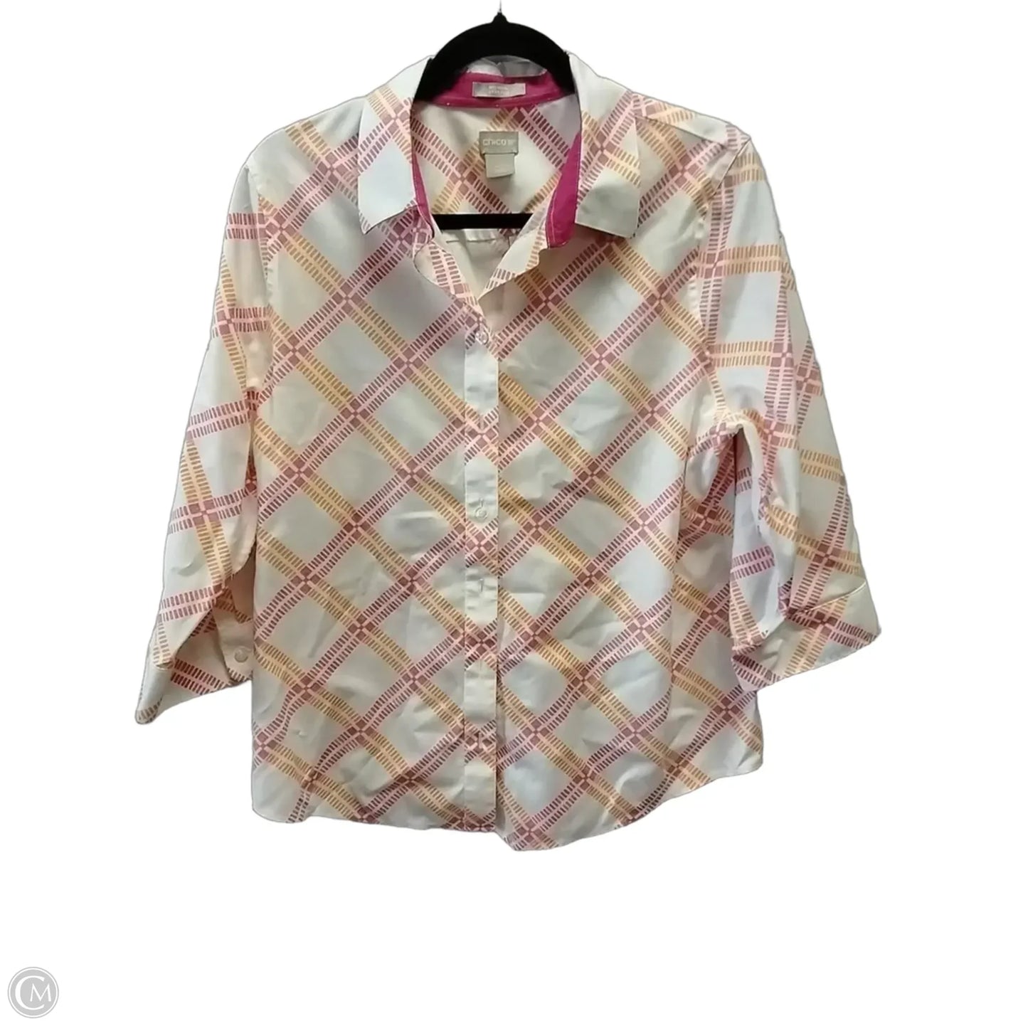 Top Long Sleeve By Chicos In Orange & Red, Size: 2