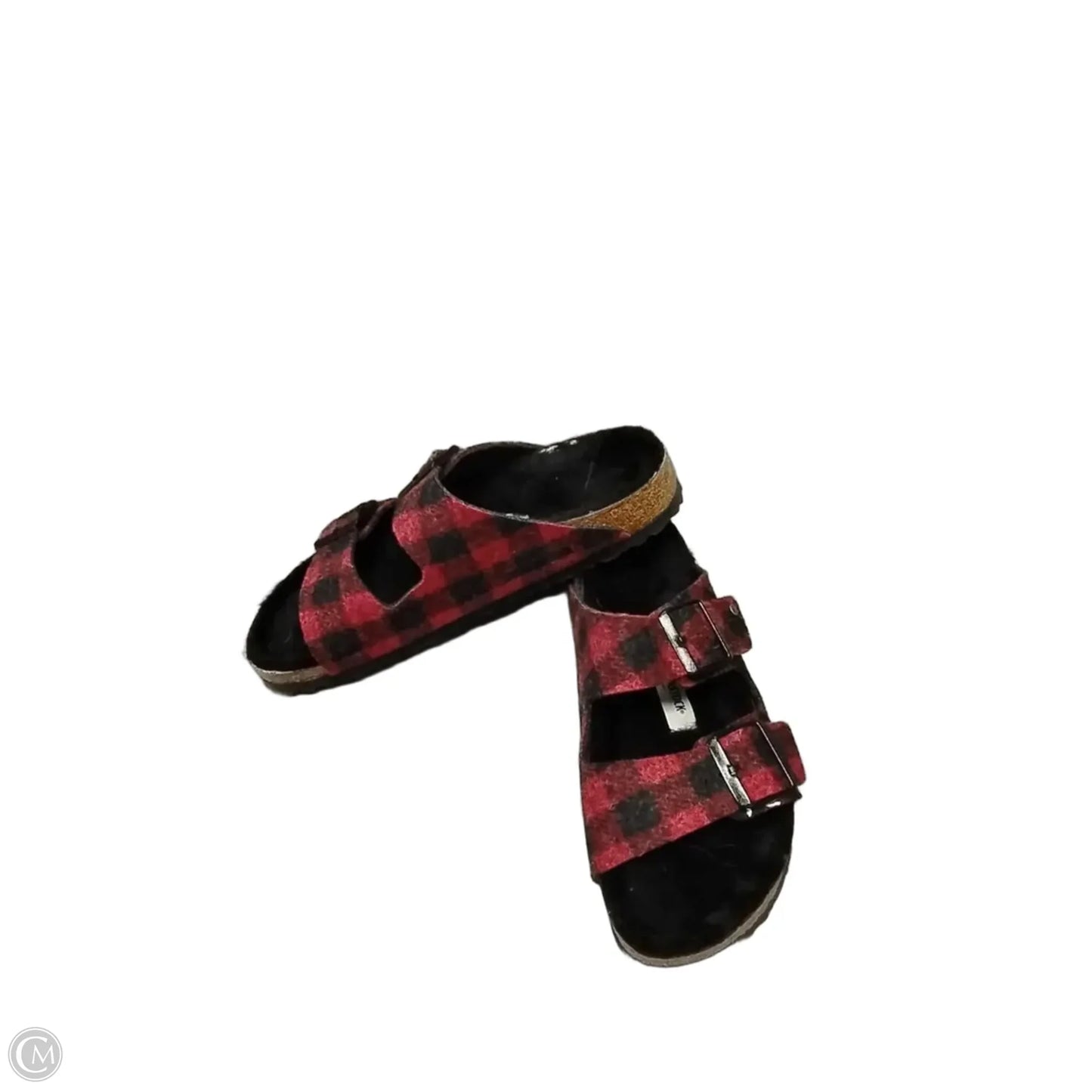 Sandals Flats By Birkenstock In Plaid Pattern, Size: 8