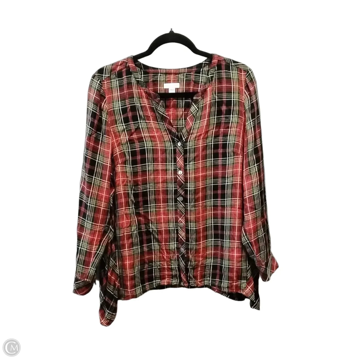 Top Long Sleeve By J. Jill In Plaid Pattern, Size: M