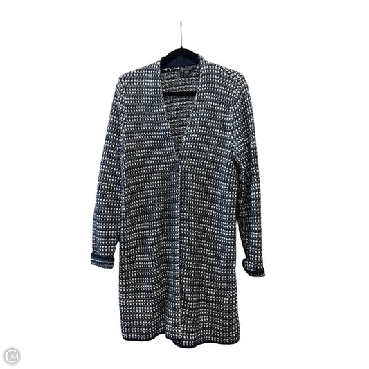 Sweater Cardigan By J. Jill In Blue & White, Size: M