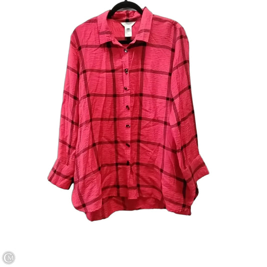Blouse Long Sleeve By Multiples In Black & Red, Size: Xl
