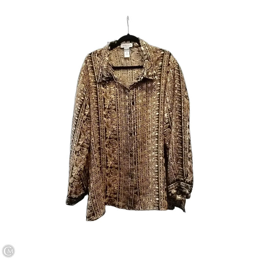 Blouse Long Sleeve By Notations In Black & Gold, Size: 3x