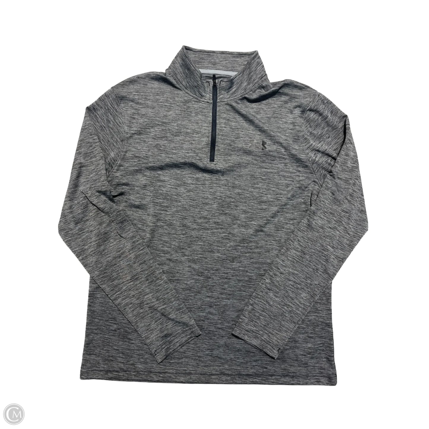 Athletic Top Long Sleeve Collar By Under Armour In Grey, Size: L
