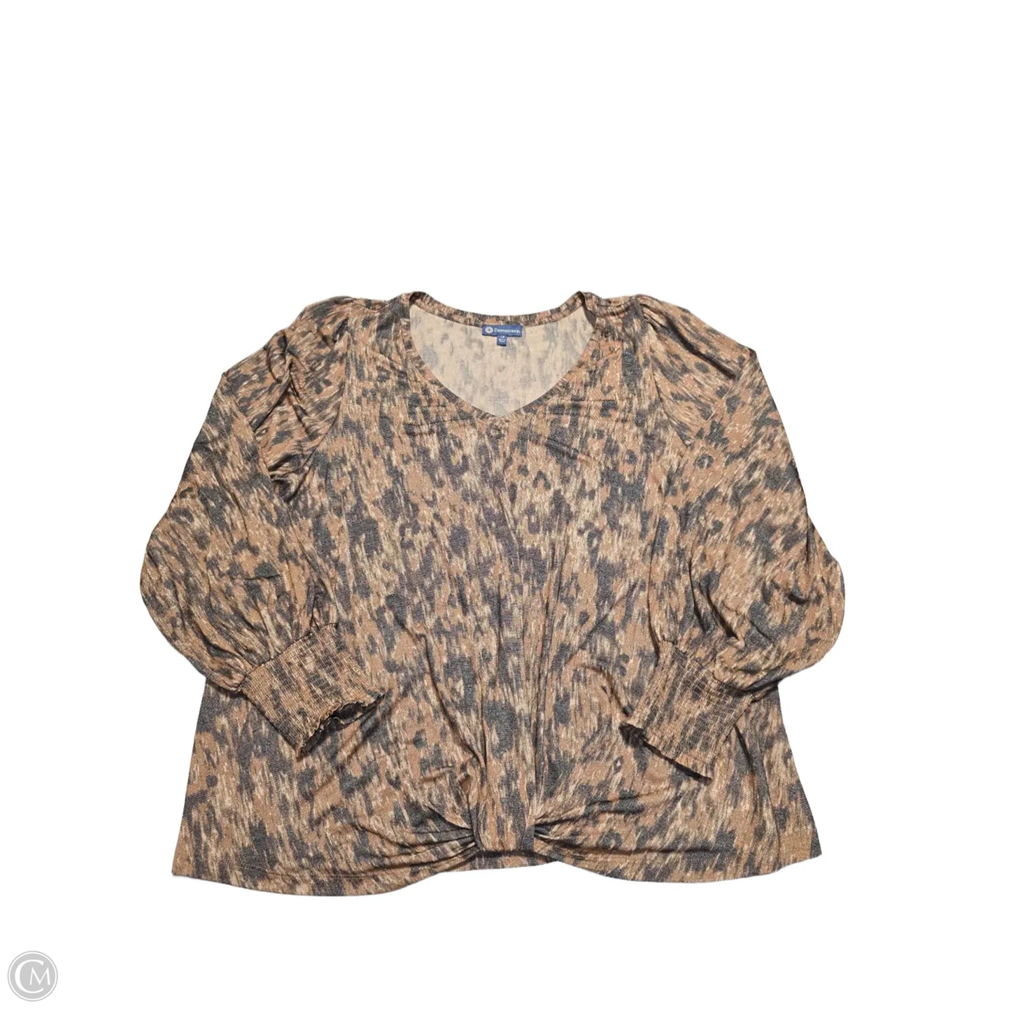 Top Long Sleeve By Democracy In Brown & Grey, Size: 1x