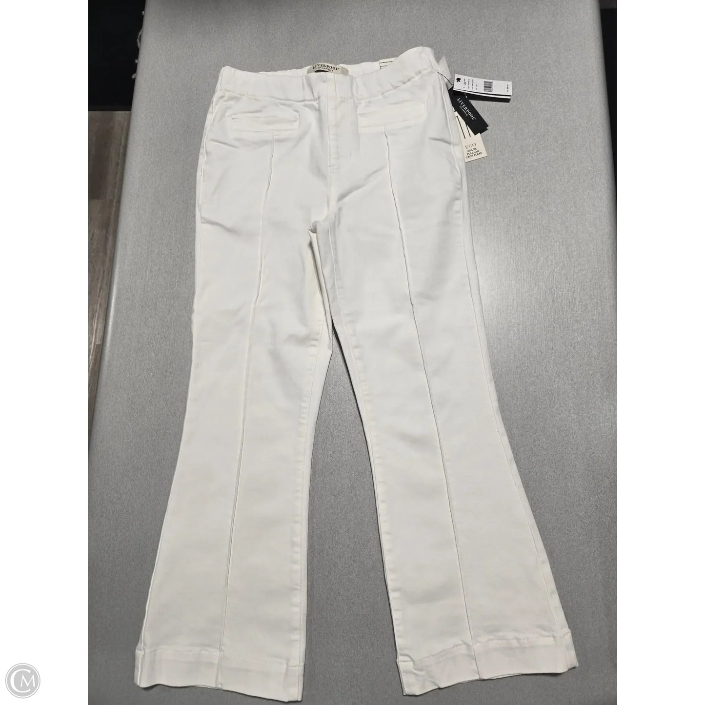 Jeans Flared By Liverpool In White Denim, Size: 2