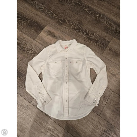 Top Long Sleeve By Levis In White, Size: M
