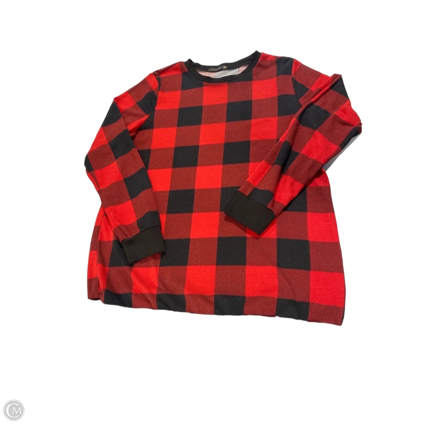 Top Long Sleeve By Cme In Black & Red, Size: L