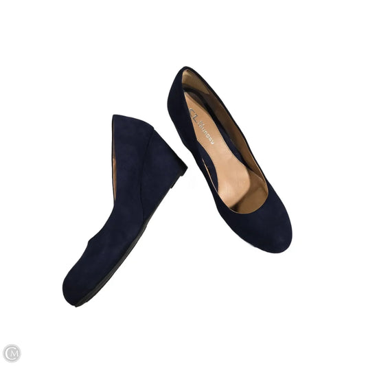 Shoes Heels Wedge By Chinese Laundry In Navy, Size: 10