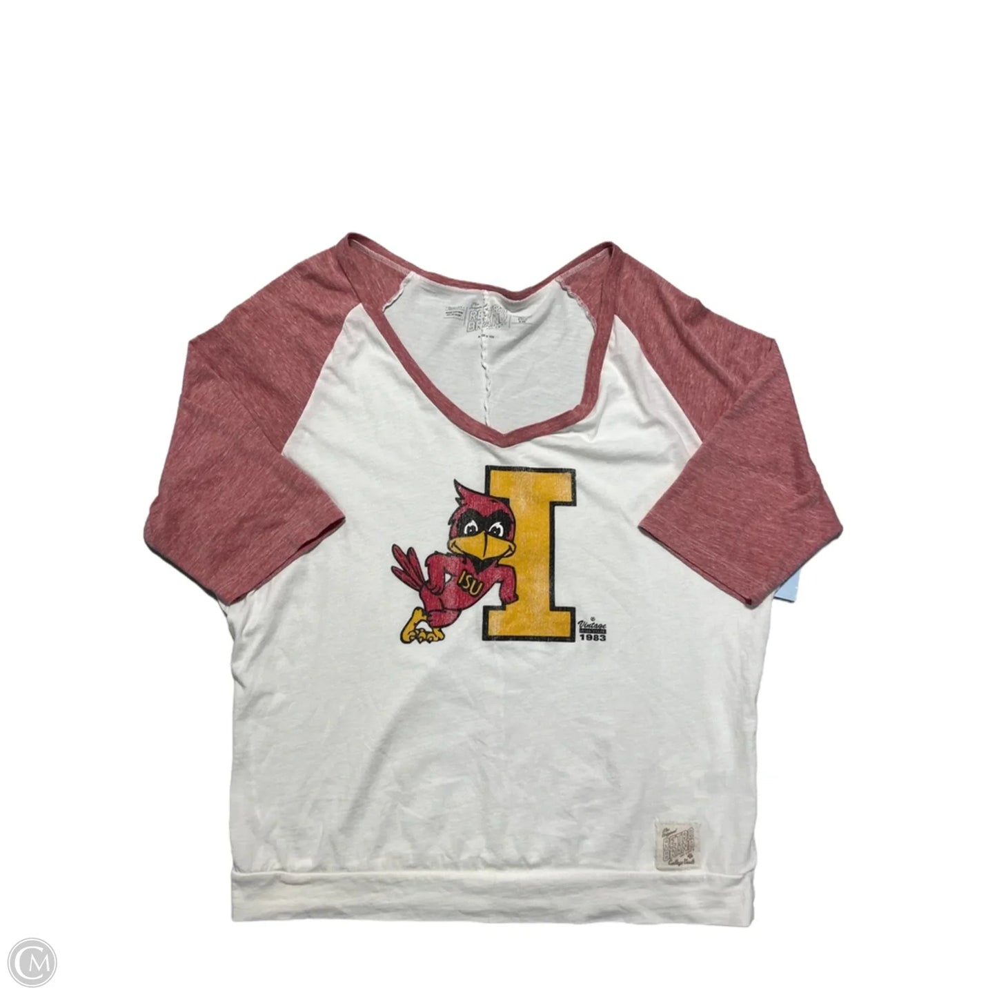 Top 3/4 Sleeve By Cme In Red & White, Size: L
