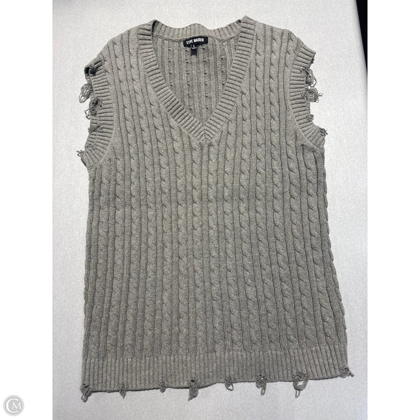 Vest Sweater By Steve Madden In Grey, Size: L