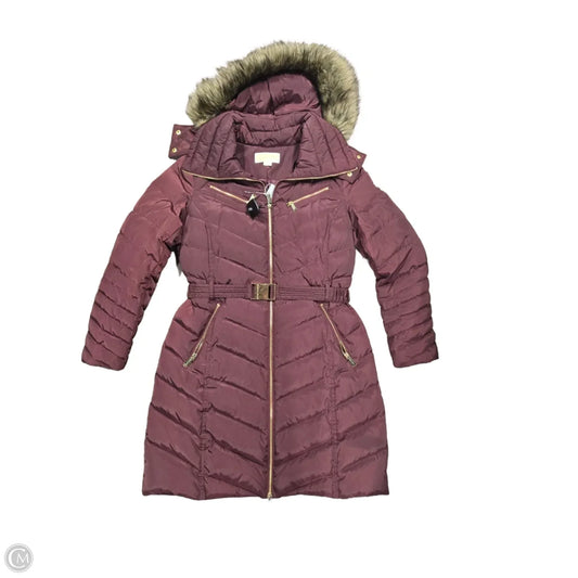 Coat Puffer & Quilted By Michael By Michael Kors In Maroon, Size: M