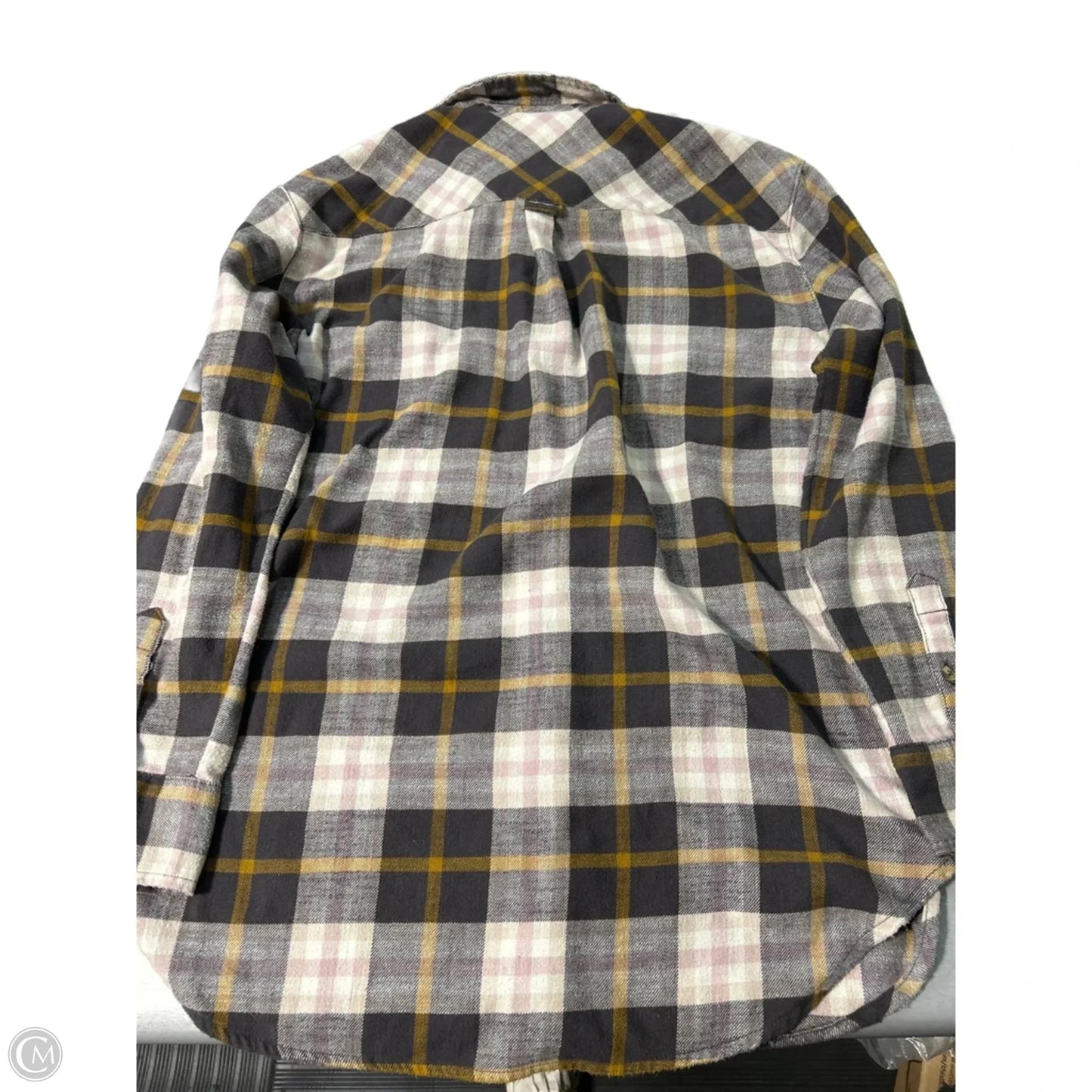 Top Long Sleeve By Aerie In Plaid Pattern, Size: M