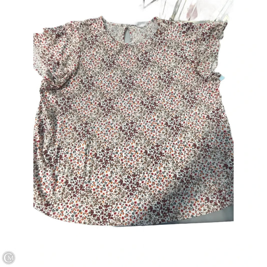 Top Short Sleeve By Adrianna Papell In Floral Print, Size: 1x