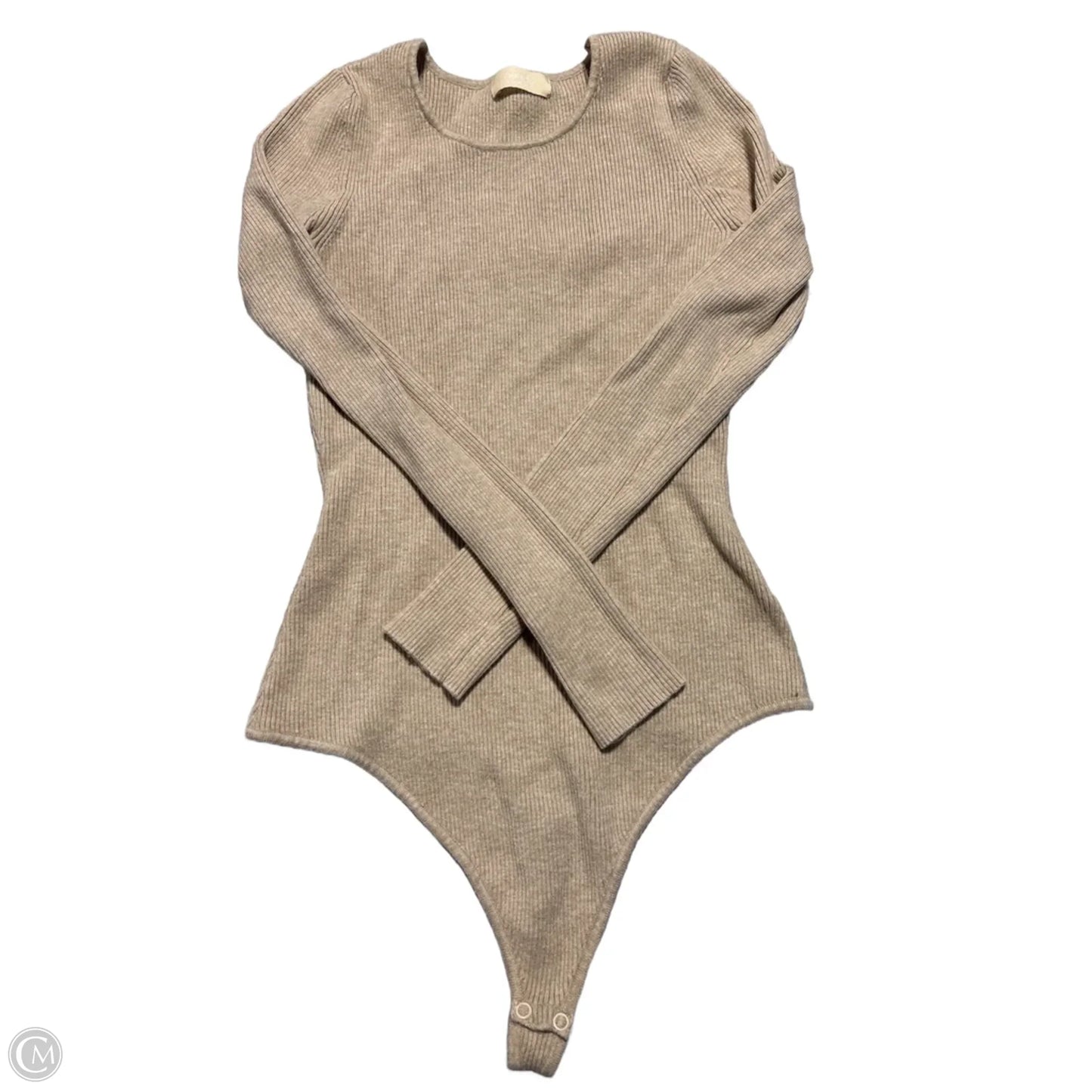 Top Long Sleeve By Cme In Tan, Size: L