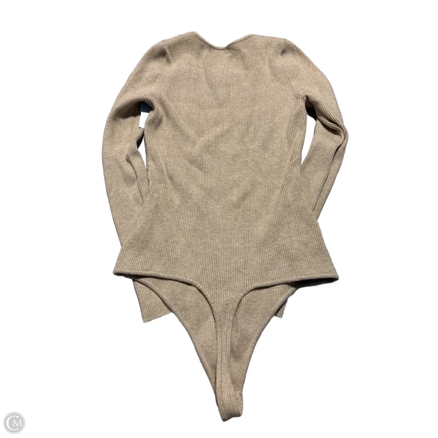 Top Long Sleeve By Cme In Tan, Size: L