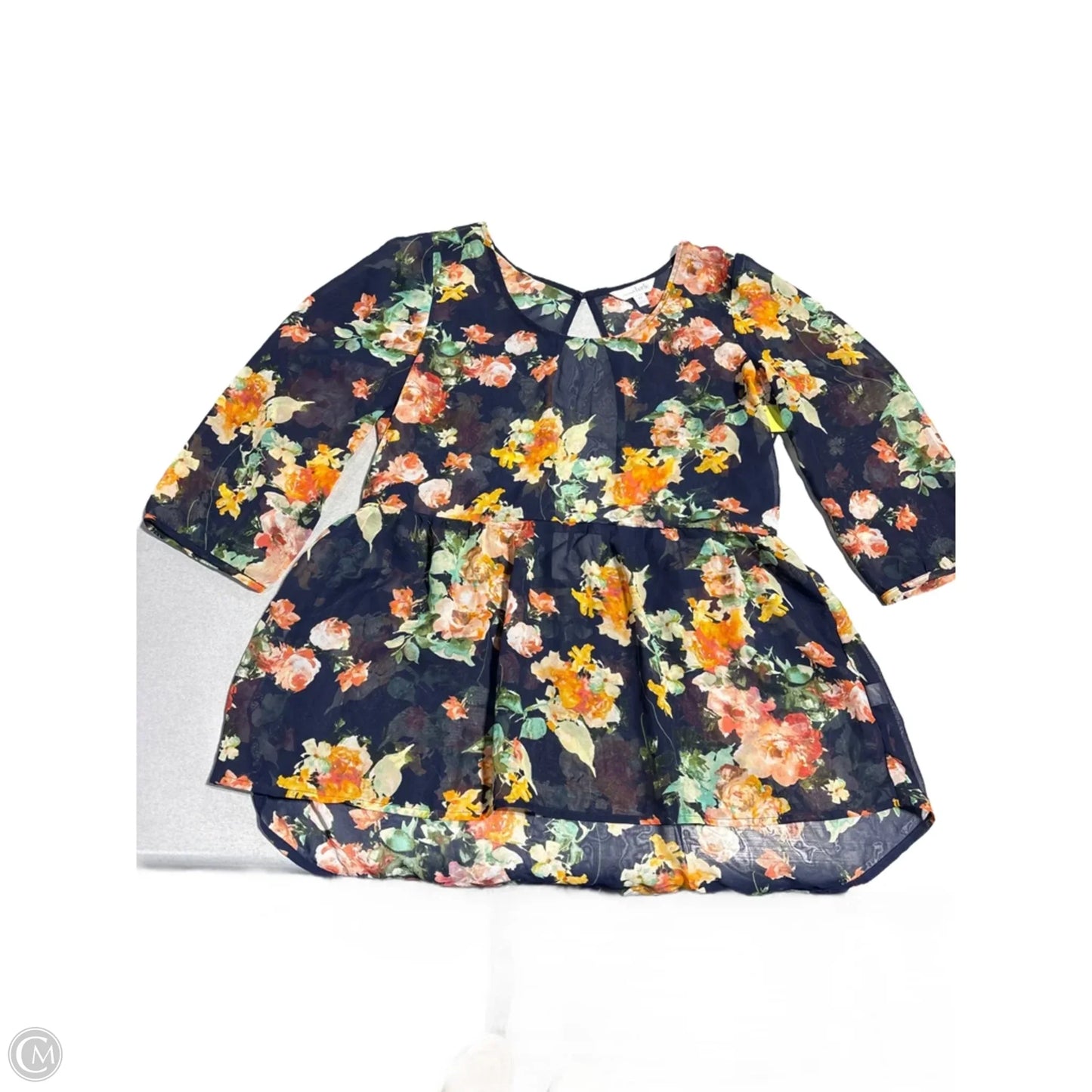 Top 3/4 Sleeve By Charming Charlie In Floral Print, Size: M