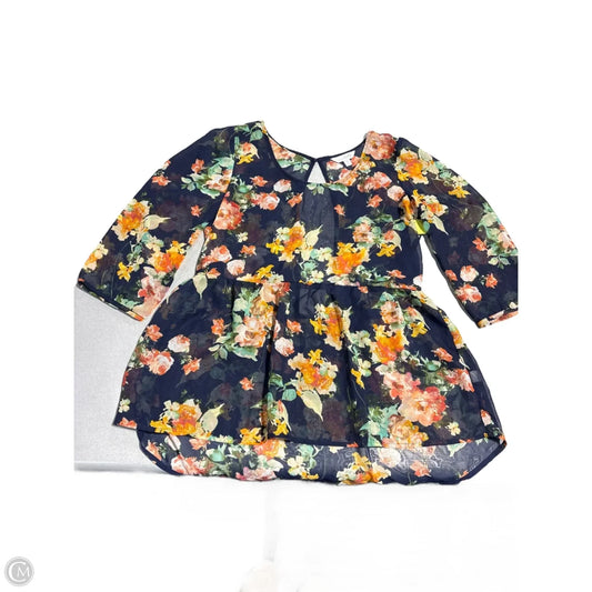 Top 3/4 Sleeve By Charming Charlie In Floral Print, Size: M