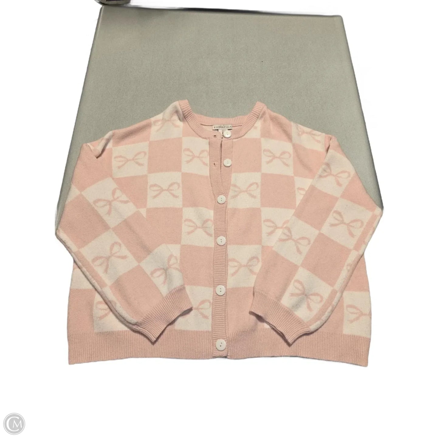 Sweater Cardigan By Sincerely Jules In Pink & White, Size: L