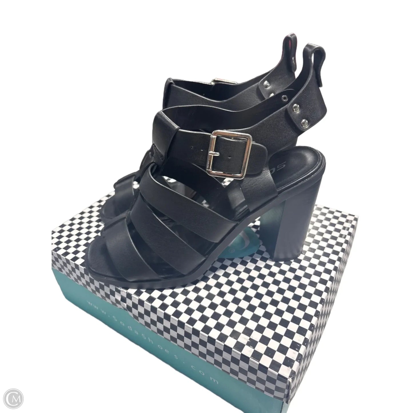 Sandals Heels Block By Soda In Black, Size: 9