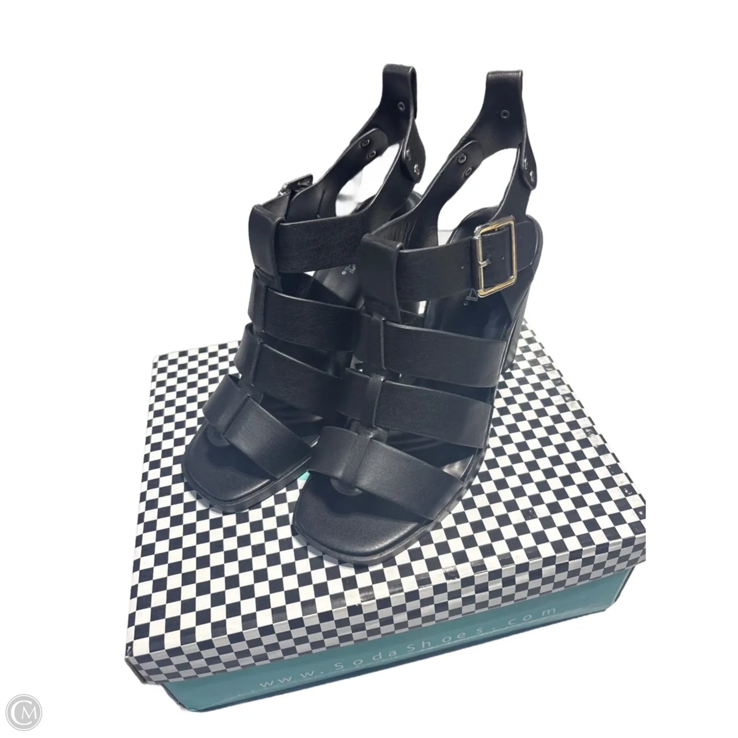 Sandals Heels Block By Soda In Black, Size: 7